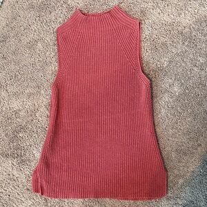 Sleeveless Ribbed Knit Tank Top - Dusty Rose